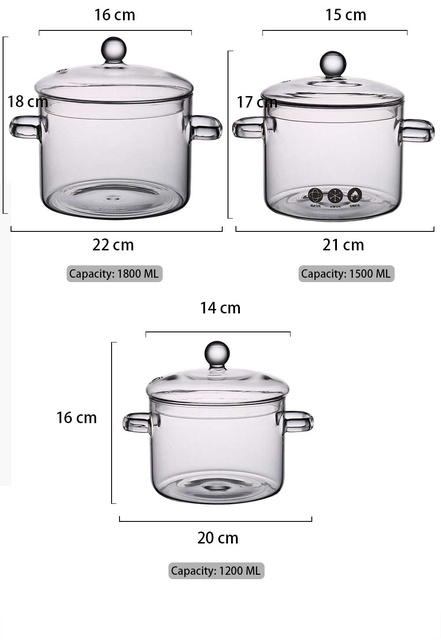 Zupa warzywna szklana patelnia PotKitchen do gotowania na kuchence ceramicznej - Mini rozmiar - Wianko - 3