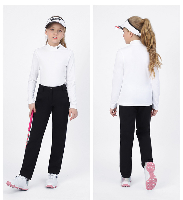 Koszula dziewczęca PGM jesienno-zimowa z długim rękawem do gry w golfa - utrzymuje ciepło, nadaje się do sportów na świeżym powietrzu, slim fit - Wianko - 4