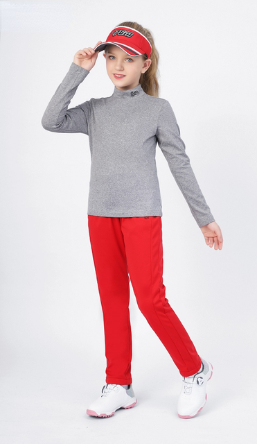 Koszula dziewczęca PGM jesienno-zimowa z długim rękawem do gry w golfa - utrzymuje ciepło, nadaje się do sportów na świeżym powietrzu, slim fit - Wianko - 5