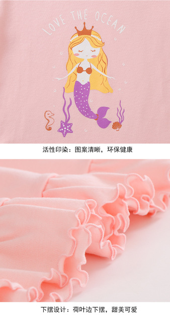 Koszula nocna dziecięca dla dziewcząt bawełniana księżniczka piżama z nadrukiem kotka wiosna - Wianko - 11