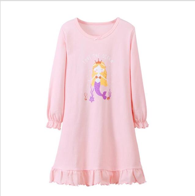 Koszula nocna dziecięca dla dziewcząt bawełniana księżniczka piżama z nadrukiem kotka wiosna - Wianko - 3
