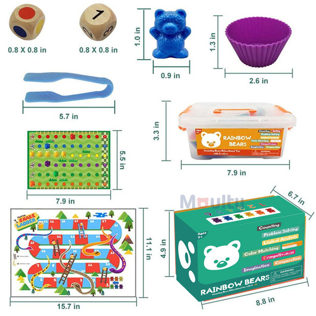 Zabawki Montessori Moulty liczenia niedźwiedzie i sortowania Rainbow dla dzieci od 3 roku życia - dla chłopców i dziewcząt - Wianko - 4