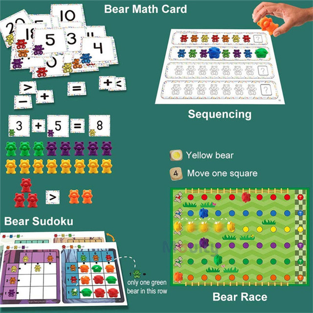 Zabawki Montessori Moulty liczenia niedźwiedzie i sortowania Rainbow dla dzieci od 3 roku życia - dla chłopców i dziewcząt - Wianko - 5