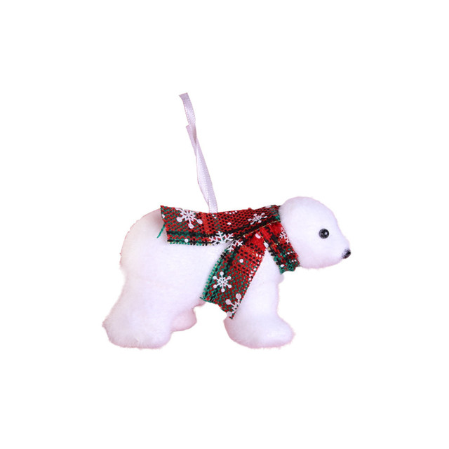 Mały uroczy biały pluszowy lalka miś - dekoracja na choinkę bożonarodzeniowa - Wianko - 2