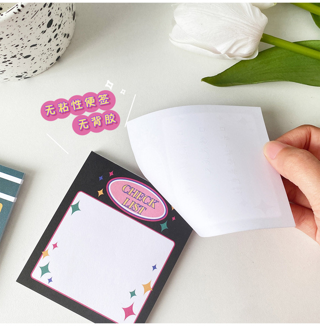 Pięćdziesiąt arkuszy różowych karteczek do notowania w małym notatniku z kreatywnymi naklejkami planującymi – szkolne materiały biurowe - Wianko - 16