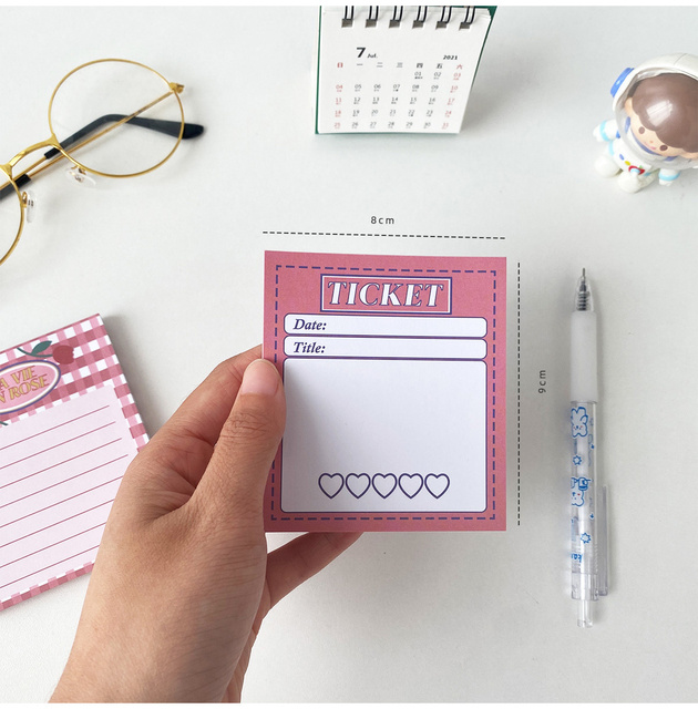 Pięćdziesiąt arkuszy różowych karteczek do notowania w małym notatniku z kreatywnymi naklejkami planującymi – szkolne materiały biurowe - Wianko - 20