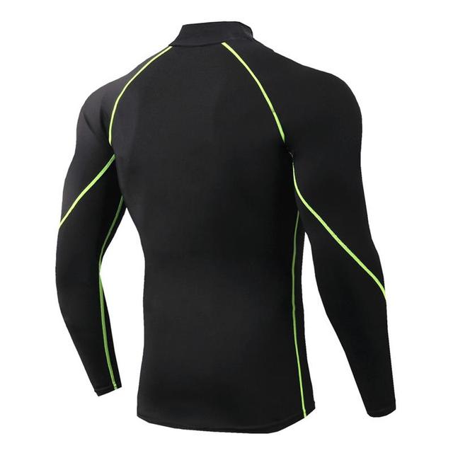 Rashguard męska koszulka do biegania z długim rękawem, kompresyjna, szybkoschnąca, elastyczna - Fitness, Sport - Wianko - 8