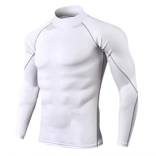 Rashguard męska koszulka do biegania z długim rękawem, kompresyjna, szybkoschnąca, elastyczna - Fitness, Sport - Wianko - 13