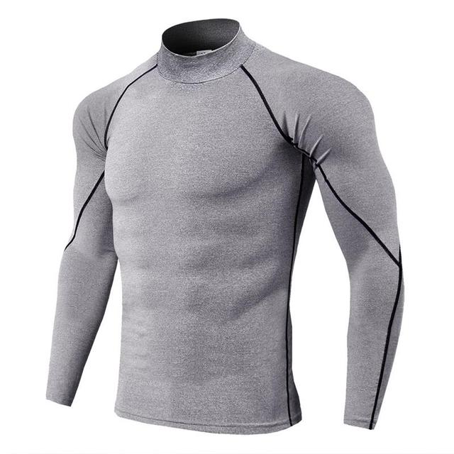 Rashguard męska koszulka do biegania z długim rękawem, kompresyjna, szybkoschnąca, elastyczna - Fitness, Sport - Wianko - 15