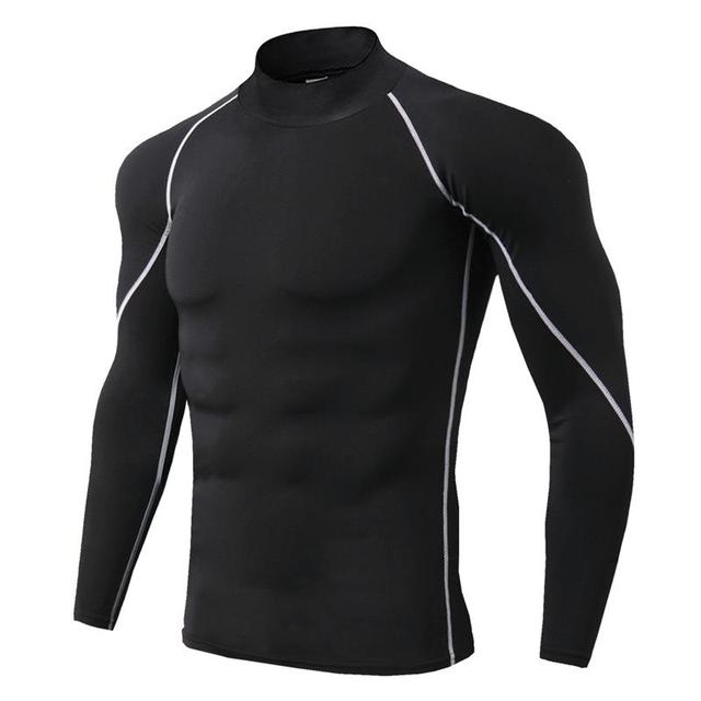 Rashguard męska koszulka do biegania z długim rękawem, kompresyjna, szybkoschnąca, elastyczna - Fitness, Sport - Wianko - 11