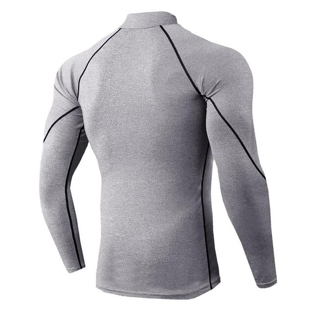 Rashguard męska koszulka do biegania z długim rękawem, kompresyjna, szybkoschnąca, elastyczna - Fitness, Sport - Wianko - 16