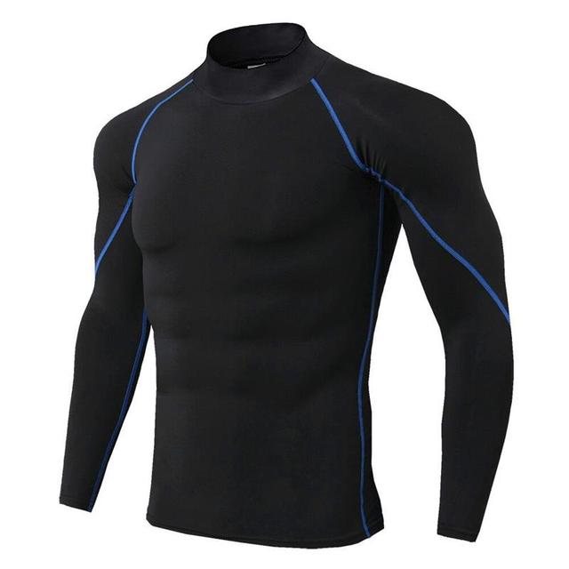 Rashguard męska koszulka do biegania z długim rękawem, kompresyjna, szybkoschnąca, elastyczna - Fitness, Sport - Wianko - 12