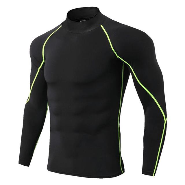 Rashguard męska koszulka do biegania z długim rękawem, kompresyjna, szybkoschnąca, elastyczna - Fitness, Sport - Wianko - 7