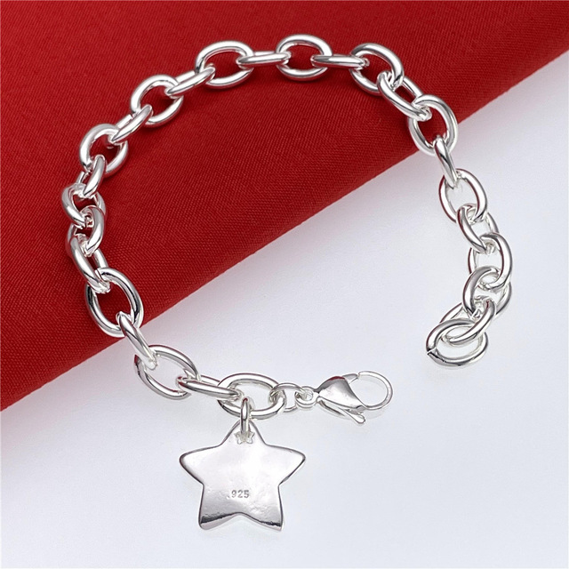 Wisiorek w kształcie gwiazdy z bransoletką 925 srebro dla kobiet - biżuteria projektanta na wesele i prezenty - Wianko - 1