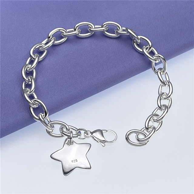 Wisiorek w kształcie gwiazdy z bransoletką 925 srebro dla kobiet - biżuteria projektanta na wesele i prezenty - Wianko - 4