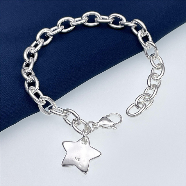 Wisiorek w kształcie gwiazdy z bransoletką 925 srebro dla kobiet - biżuteria projektanta na wesele i prezenty - Wianko - 2