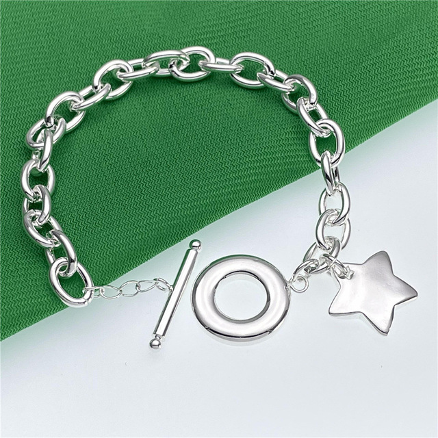 Wisiorek w kształcie gwiazdy z bransoletką 925 srebro dla kobiet - biżuteria projektanta na wesele i prezenty - Wianko - 7