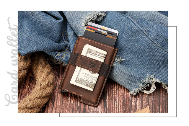 Etui na karty kredytowe 2021 RFID Vintage Aluminium Pop Up Bag skóra Crazy Horse - Wianko - 3