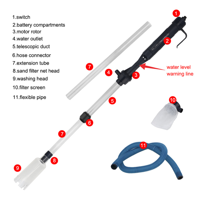 Filtr ssący do czyszczenia akwarium z elektrycznym napędem i rurami próżniowymi - Wianko - 4