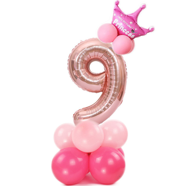 32-calowy różowy złoty balon z cyfrą dekoracyjny na urodziny dla dzieci i dorosłych - idealny na 1. urodziny księżniczki i księcia z koronkowymi balonami - Wianko - 8