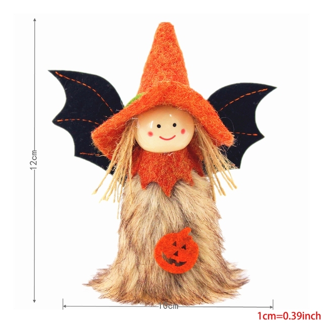 Zestaw 4 Halloween pluszowych zabawek: 3D dyniowa wiedźma, lalka anioł - prezent dla dzieci, dekoracje na Halloween - Wianko - 2