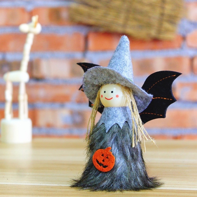Zestaw 4 Halloween pluszowych zabawek: 3D dyniowa wiedźma, lalka anioł - prezent dla dzieci, dekoracje na Halloween - Wianko - 3