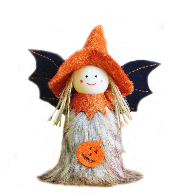 Zestaw 4 Halloween pluszowych zabawek: 3D dyniowa wiedźma, lalka anioł - prezent dla dzieci, dekoracje na Halloween - Wianko - 8