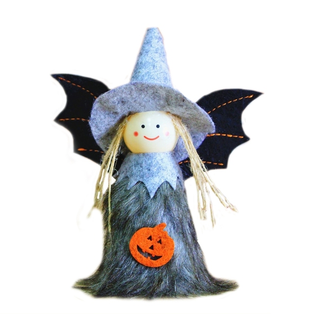 Zestaw 4 Halloween pluszowych zabawek: 3D dyniowa wiedźma, lalka anioł - prezent dla dzieci, dekoracje na Halloween - Wianko - 7
