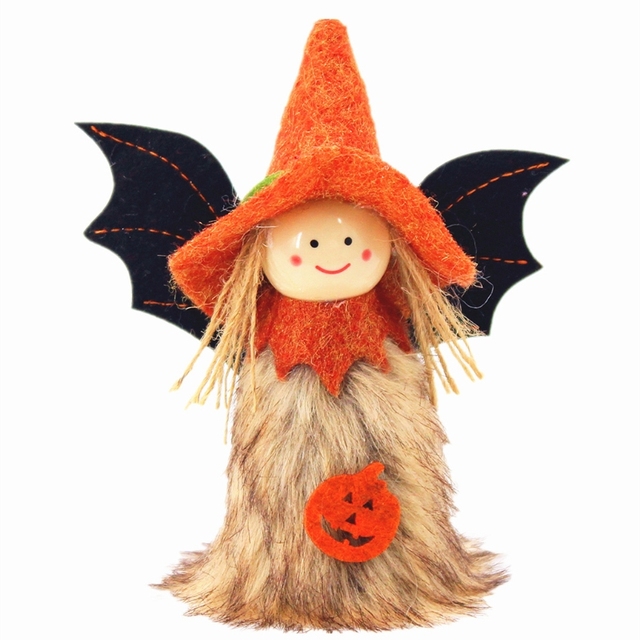 Zestaw 4 Halloween pluszowych zabawek: 3D dyniowa wiedźma, lalka anioł - prezent dla dzieci, dekoracje na Halloween - Wianko - 4
