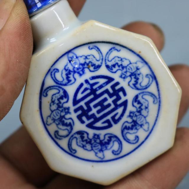 Antyczna porcelana niebiesko-biała, wzór długowieczności, ozdoby na prezenty i do dekoracji wnętrz, tabakiera - Figurki i miniatury - Wianko - 2