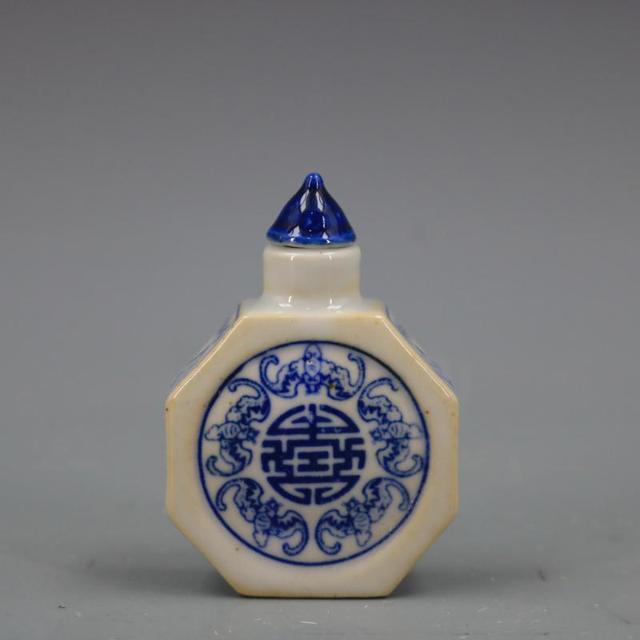 Antyczna porcelana niebiesko-biała, wzór długowieczności, ozdoby na prezenty i do dekoracji wnętrz, tabakiera - Figurki i miniatury - Wianko - 1