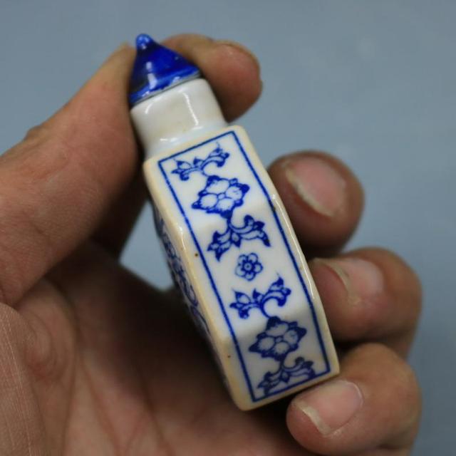 Antyczna porcelana niebiesko-biała, wzór długowieczności, ozdoby na prezenty i do dekoracji wnętrz, tabakiera - Figurki i miniatury - Wianko - 4