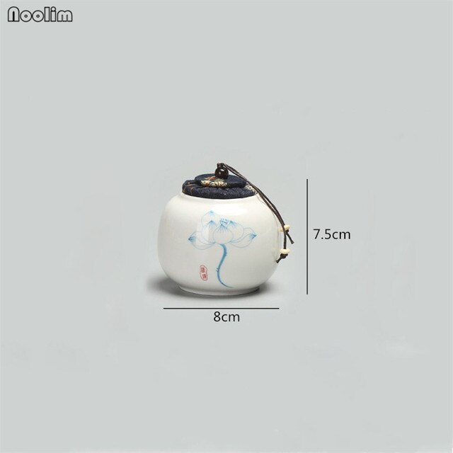 Puszkowa Mini Ceramika NOOLIM - przenośny słoik na herbatę i przyprawy, ręcznie malowany - Wianko - 1