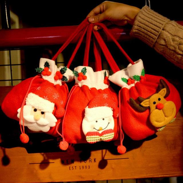 Dziecięca mała torba na prezenty - Ręczne ozdoby skarpety świąteczne Lucky Bag Apple pudełko prezentowe - Wianko - 1