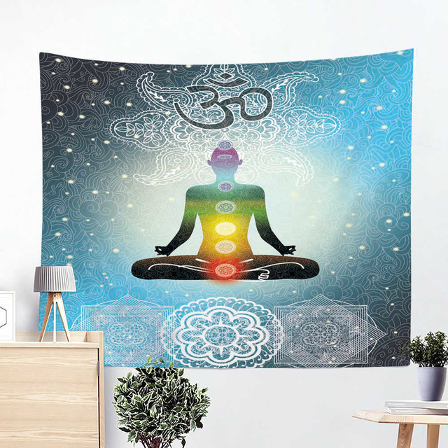 Gobelin mandala Buddy w stylu indyjskim o wysokiej rozdzielczości do medytacji, ożywiający chakry - dekoracyjny dywan jogi o psychodelicznym wzorze, idealny do zawieszenia na ścianie - wystrój boho - Wianko - 11