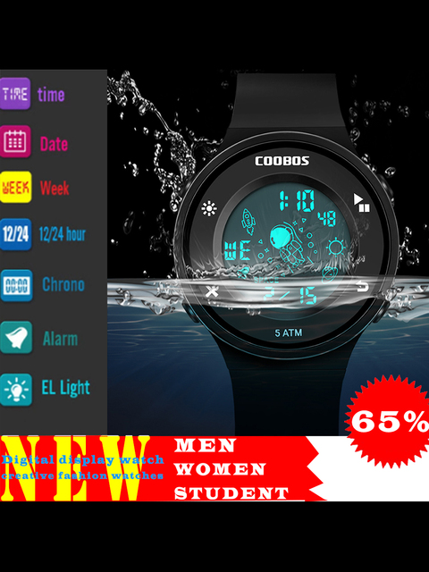 Elektroniczny zegarek cyfrowy Chronograph wodoodporny Reloj Mujer cienki-lekki z kategorią dostępną dla wszystkich klientów - mężczyzn, kobiet i uczniów - Wianko - 5