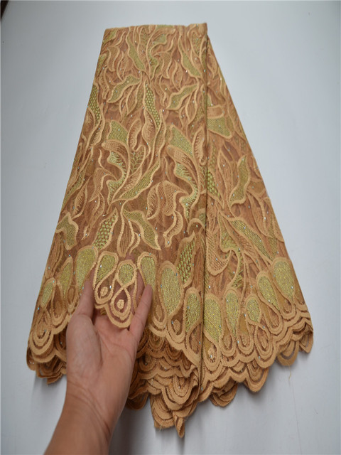 Luksusowa afrykańska koronka cekinowa - materiał o długości 5 metrów, zielona - Wianko - 122