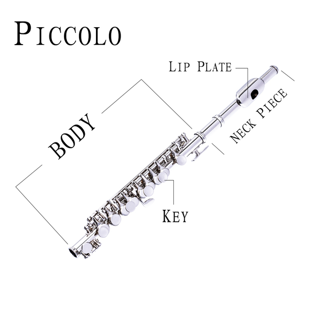 Naomi - niklowany flet Piccolo Kit C klucz Instrument dęty drewniany - Cupronickel, mini śrubokręt i ściereczka do czyszczenia w wyściełanej torbie - Wianko - 19