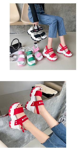 Czerwone damskie sandały sieciowe na wysokim obcasie 2021 - Wianko - 9