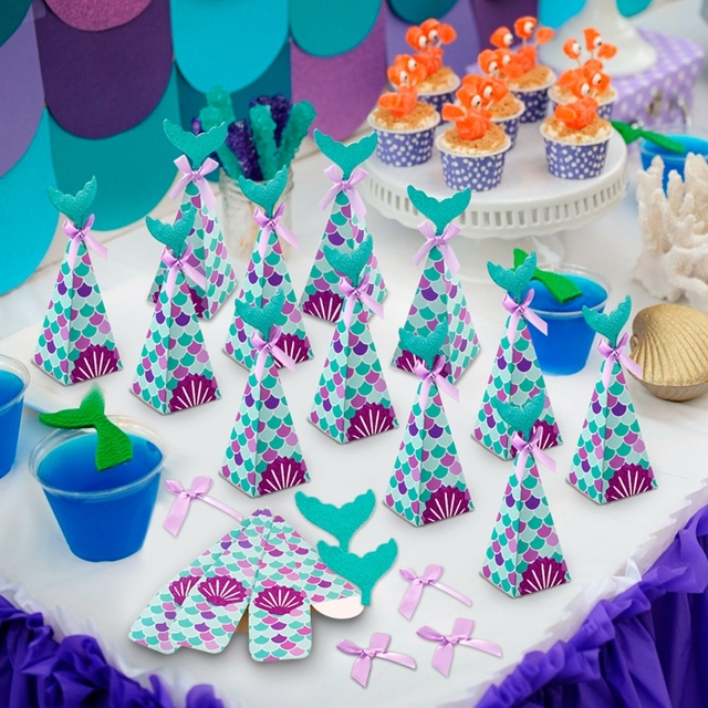 Dekoracja na imprezę Syrenka - latarenka meduza ze wzorem podwodnego świata - urodziny, Babyshower i inne imprezy dziewczynki - DIY - papierowa latarnia - Wianko - 4