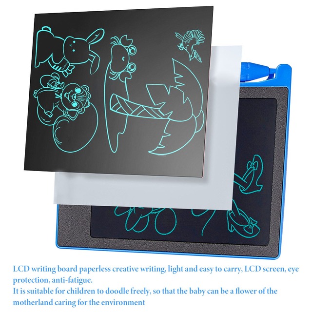 Elektroniczna tablica do pisania LCD 4.4/10/12 cali - zabawka dla dzieci, kolorowe podkładki, świąteczny prezent - Wianko - 4