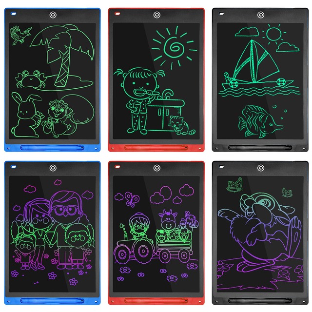 Elektroniczna tablica do pisania LCD 4.4/10/12 cali - zabawka dla dzieci, kolorowe podkładki, świąteczny prezent - Wianko - 6