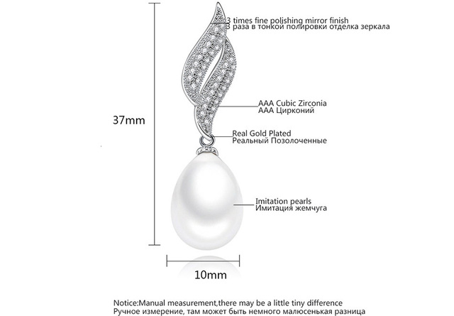 Luoteemi - Eleganckie kolczyki wiszące z białą kroplą wodną, perłami i cyrkoniami - Srebrny kolor - Biżuteria ślubna - Wianko - 13
