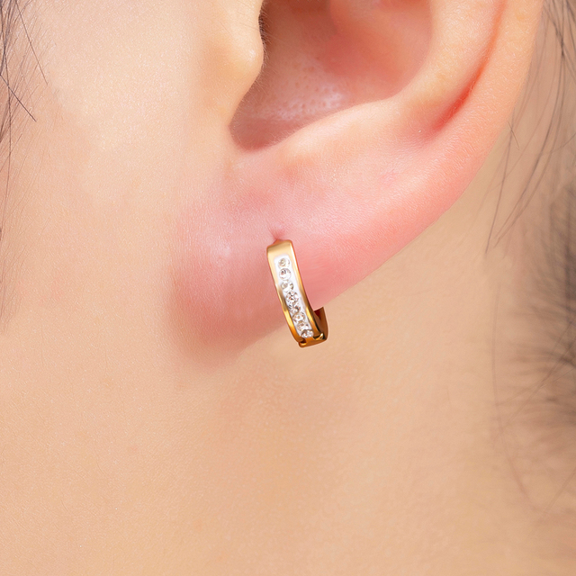 Kolczyki kółka ze stali nierdzewnej w złotym kolorze, z klipem ucha i kością, dla kobiet, prezent trendy - Wianko - 8