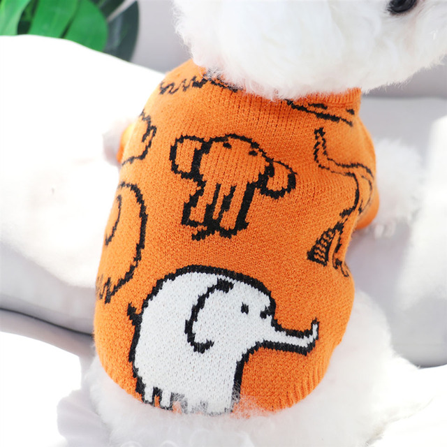 Szczękidło dla psów - pomarańczowy sweter z motywem słońca, idealny na jesień i zimę - Wianko - 1
