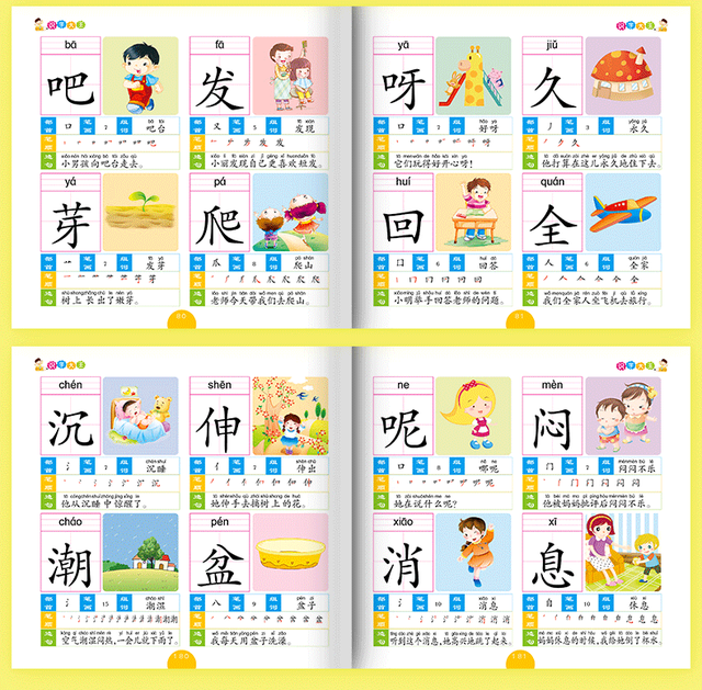 Edukacyjna książka dla dzieci do nauki języka chińskiego - 1032 słowa, pinyin, alfabetyzacja, litery, charakter, przedszkolne - Wianko - 13