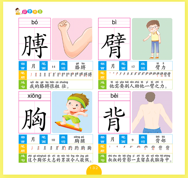 Edukacyjna książka dla dzieci do nauki języka chińskiego - 1032 słowa, pinyin, alfabetyzacja, litery, charakter, przedszkolne - Wianko - 12