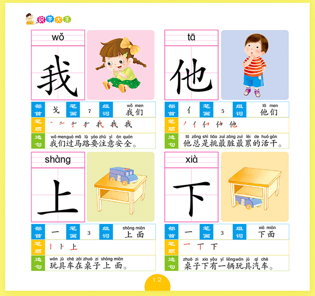 Edukacyjna książka dla dzieci do nauki języka chińskiego - 1032 słowa, pinyin, alfabetyzacja, litery, charakter, przedszkolne - Wianko - 11