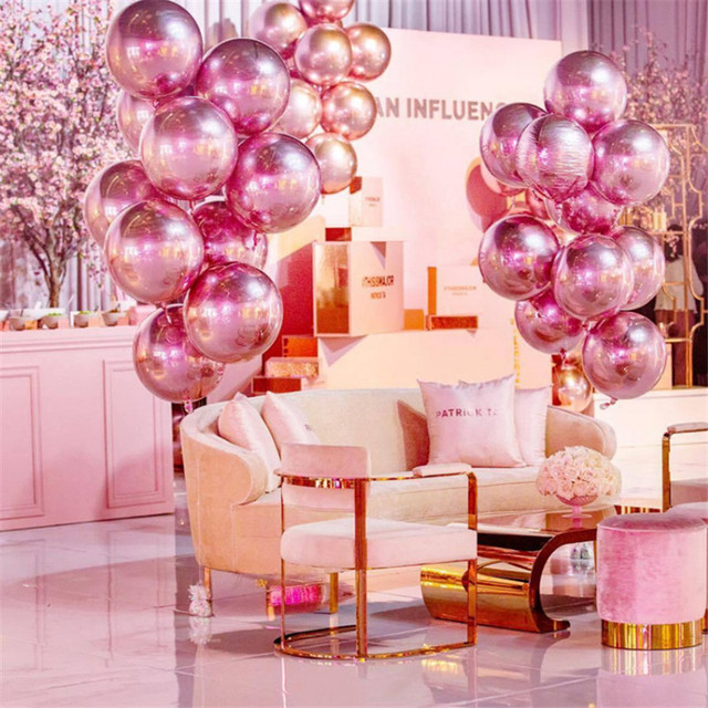 Zestaw 3 różowe złoto czerwony srebrny 4D balonów z folii aluminiowej o średnicy 10/18/22 cali - idealne dekoracje na ślub, urodziny i inne okazje - Wianko - 9