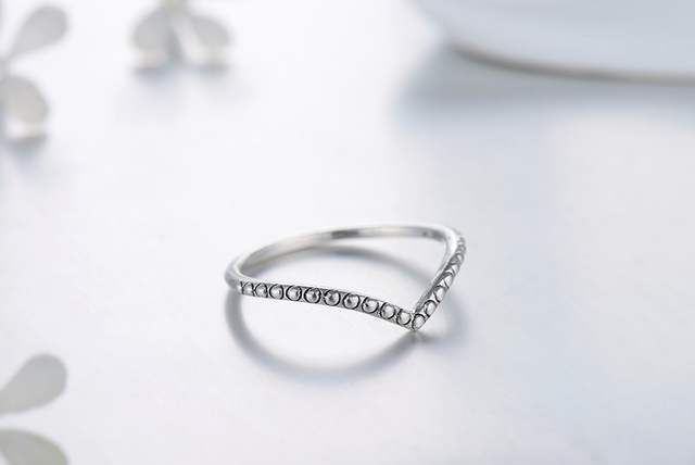 Pierścionek z prostym wzorem biżuteryjnym z geometrycznymi elementami - Modian 925 Srebro - Wianko - 5